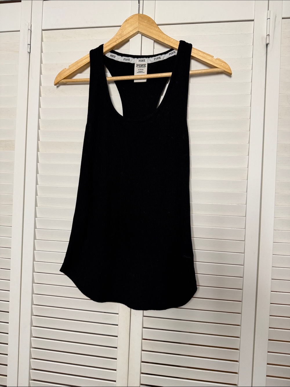 PINK Victoria's Secret Black Ribbed Racerback Tank